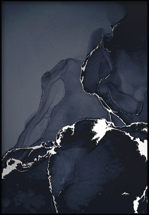 Argent véritable marbre foncé Poster
